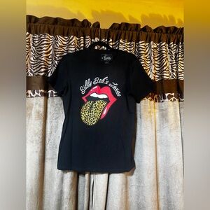 Trendy Black Graphic Tee with Leopard Print